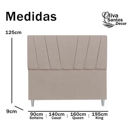 Imagem de Cabeceira Cama Solteiro Box Estofada 90cm Luxo Linho Quarto