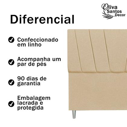 Imagem de Cabeceira Cama Solteiro Box Estofada 90cm Luxo Linho Quarto