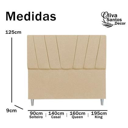 Imagem de Cabeceira Cama Solteiro Box Estofada 90cm Luxo Linho Quarto