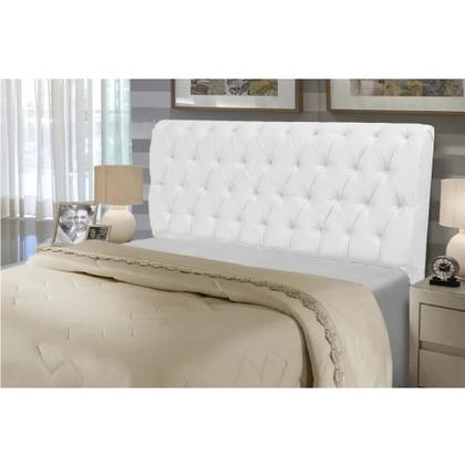 Imagem de Cabeceira Capitonê Casal King 195cm Para Cama Box Paris Napa Branco - DS Móveis