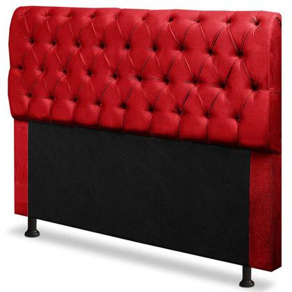 Imagem de Cabeceira Capitonê Solteiro 0,90cm Para Cama Box Paris Suede Vermelho DS Móveis