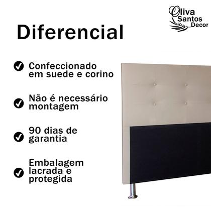 Imagem de Cabeceira Casal 140cm Cama Box Estofada Quarto Com Pés Inclusos