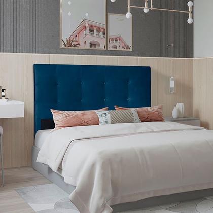 Imagem de Cabeceira Casal 140cm Cama Box Estofada Quarto Com Pés Inclusos