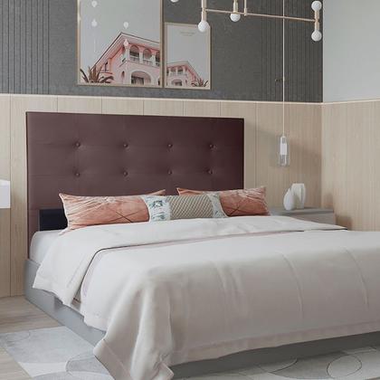 Imagem de Cabeceira Casal 140cm Cama Box Estofada Quarto Com Pés Inclusos