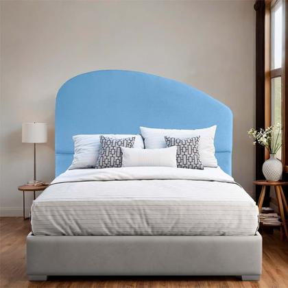 Imagem de Cabeceira Casal 140cm Estofada para Cama Serena Suede Azul