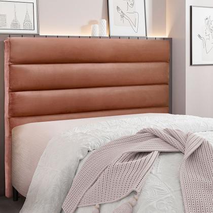 Imagem de Cabeceira Casal 1,40m La Italiana Veludo Cobre - Pallazio