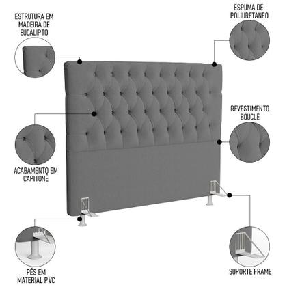 Imagem de Cabeceira Casal Cama Box 140cm Cristal C16 Bouclê Cinza