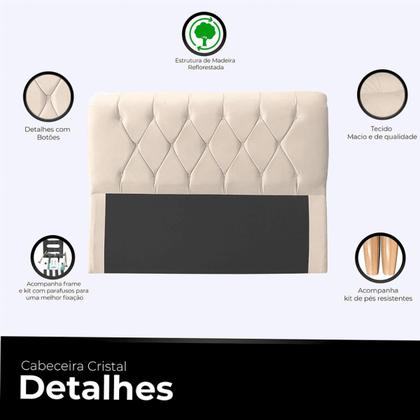 Imagem de Cabeceira Casal Cama Box Estofada Cristal 140 cm Veludo