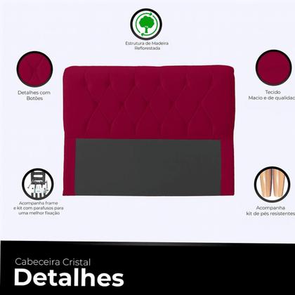 Imagem de Cabeceira Casal Cama Box Estofada Cristal 140 cm Veludo