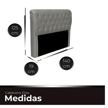 Imagem de Cabeceira Casal Cama Box Estofada Elisa 140 cm Veludo
