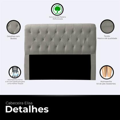 Imagem de Cabeceira Casal Cama Box Estofada Elisa 140 cm Veludo