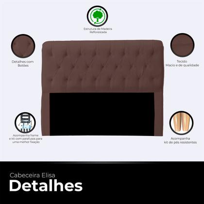 Imagem de Cabeceira Casal Cama Box Estofada Elisa 140 cm Veludo
