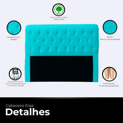 Imagem de Cabeceira Casal Cama Box Estofada Elisa 140 cm Veludo