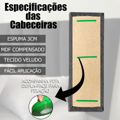 Imagem de Cabeceira Casal Cama Box Fácil Instalação 1 Modulo Medida 60 x 20 Cm Extra Confort