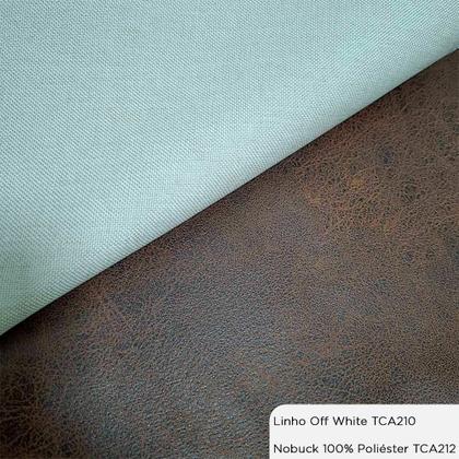 Imagem de Cabeceira Casal Com LED Yeon Nobuck Marrom / Linho Off White - Sallar Home
