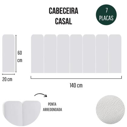Imagem de Cabeceira Casal Estofada de Colar na Parede Kit 7 Placas Modelo Arredondada - Várias Cores