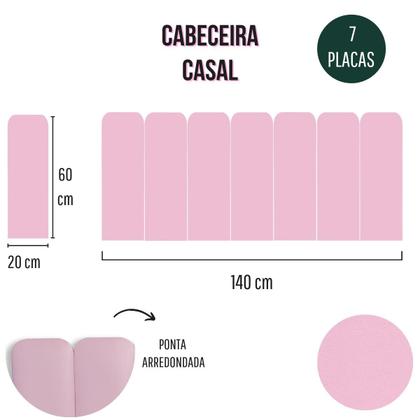 Imagem de Cabeceira Casal Estofada de Colar na Parede Kit 7 Placas Modelo Arredondada - Várias Cores