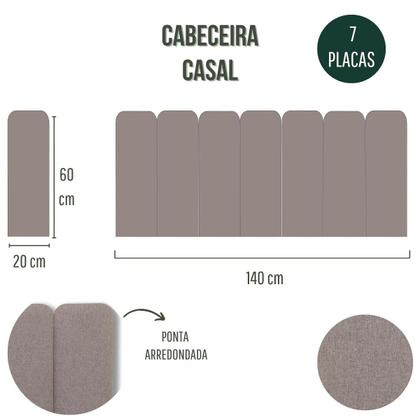 Imagem de Cabeceira Casal Estofada de Colar na Parede Kit 7 Placas Modelo Arredondada - Várias Cores