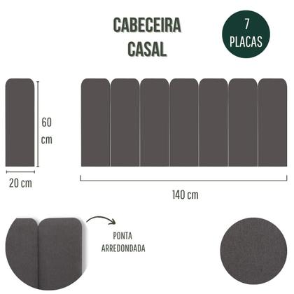 Imagem de Cabeceira Casal Estofada de Colar na Parede Kit 7 Placas Modelo Arredondada - Várias Cores