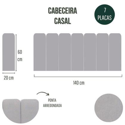 Imagem de Cabeceira Casal Estofada de Colar na Parede Kit 7 Placas Modelo Arredondada - Várias Cores