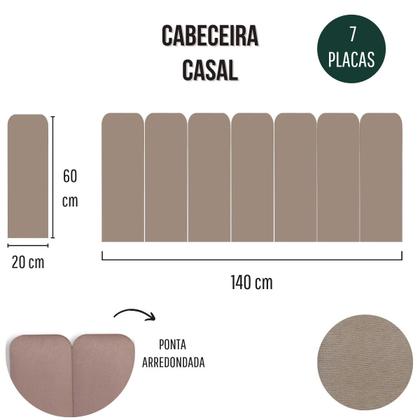 Imagem de Cabeceira Casal Estofada de Colar na Parede Kit 7 Placas Modelo Arredondada - Várias Cores