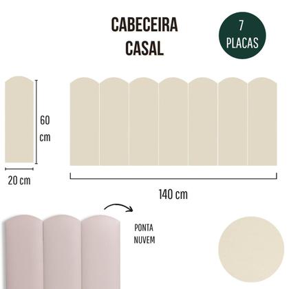 Imagem de Cabeceira Casal Estofada de Colar na Parede Kit 7 Placas Modelo Nuvem - Várias Cores