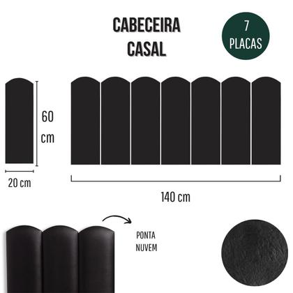 Imagem de Cabeceira Casal Estofada de Colar na Parede Kit 7 Placas Modelo Nuvem - Várias Cores