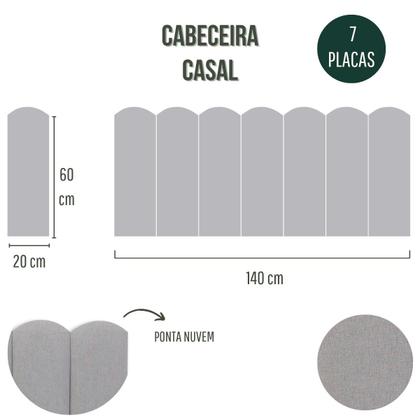 Imagem de Cabeceira Casal Estofada de Colar na Parede Kit 7 Placas Modelo Nuvem - Várias Cores