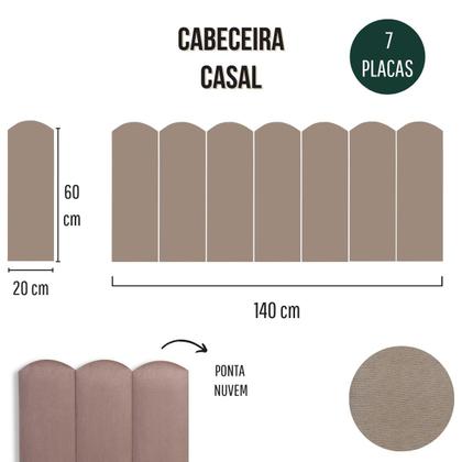 Imagem de Cabeceira Casal Estofada de Colar na Parede Kit 7 Placas Modelo Nuvem - Várias Cores