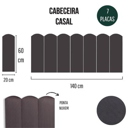 Imagem de Cabeceira Casal Estofada de Colar na Parede Kit 7 Placas Modelo Nuvem - Várias Cores