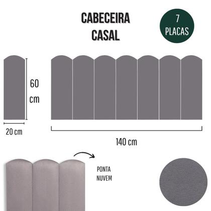 Imagem de Cabeceira Casal Estofada de Colar na Parede Kit 7 Placas Modelo Nuvem - Várias Cores