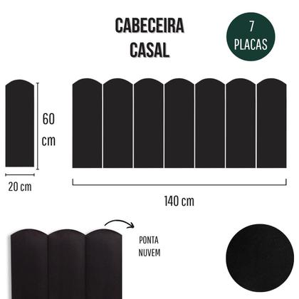 Imagem de Cabeceira Casal Estofada de Colar na Parede Kit 7 Placas Modelo Nuvem - Várias Cores