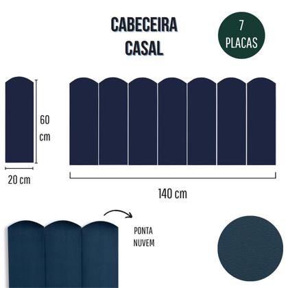 Imagem de Cabeceira Casal Estofada de Colar na Parede Kit 7 Placas Modelo Nuvem - Várias Cores