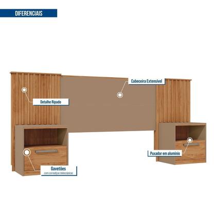 Imagem de Cabeceira Casal Extensível 2 Mesas com Gaveta Lucius