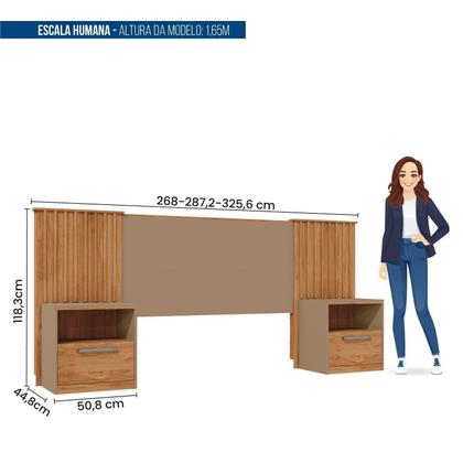 Imagem de Cabeceira Casal Extensível 2 Mesas com Gaveta Lucius