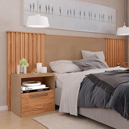 Imagem de Cabeceira Casal Extensível 2 Mesas com Gaveta Lucius