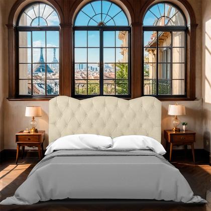Imagem de Cabeceira Casal King Size Estofada para Cama Box Verona Veludo Bege