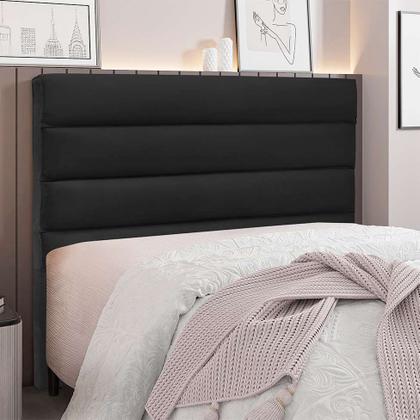 Imagem de Cabeceira Casal La Italiana Veludo Preta