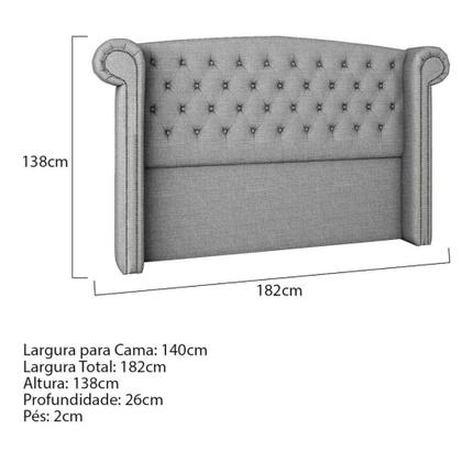 Imagem de Cabeceira Casal  Lyon P04 140 cm Suede Cinza TCA 940 - Amarena Móveis