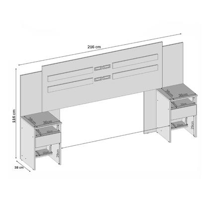 Imagem de Cabeceira Casal Manila 2 Gavetas Branco - Pnr Móveis