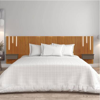 Imagem de Cabeceira Casal Ou Queen Ripada Paris com 2 Mesas de Cabeceira Mavaular