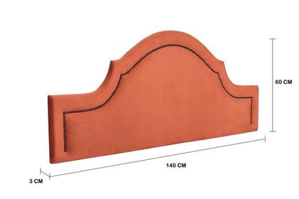 Imagem de Cabeceira Casal Provençal Luxo 140x60 Veludo Terracota - Tachas Fumê