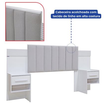 Imagem de Cabeceira Casal Queen 160 Cm Ripada 100% Mdf Estofada Isis com 02 Mesas de Cabeceira Espresso Móveis