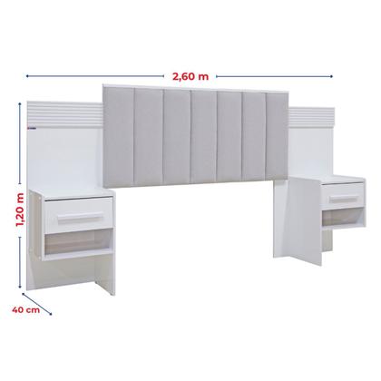 Imagem de Cabeceira Casal Queen 160 Cm Ripada 100% Mdf Estofada Isis com 02 Mesas de Cabeceira Espresso Móveis