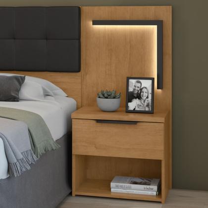 Imagem de Cabeceira Casal / Queen 160cm 2 Mesas de Cabeceiras com Led Calitan