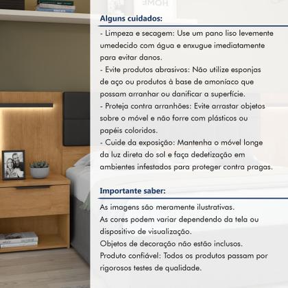Imagem de Cabeceira Casal / Queen 160cm 2 Mesas de Cabeceiras com Led Calitan