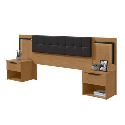 Imagem de Cabeceira Casal / Queen 160cm 2 Mesas de Cabeceiras com Led Calitan