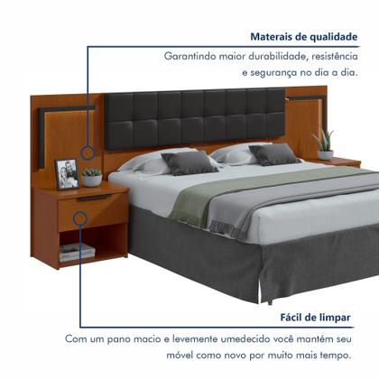 Imagem de Cabeceira Casal / Queen 160cm 2 Mesas de Cabeceiras com Led Calitan
