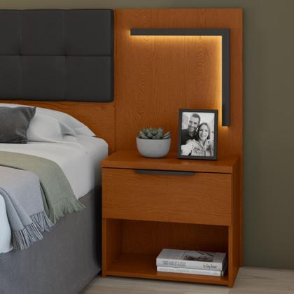 Imagem de Cabeceira Casal / Queen 160cm 2 Mesas de Cabeceiras com Led Calitan