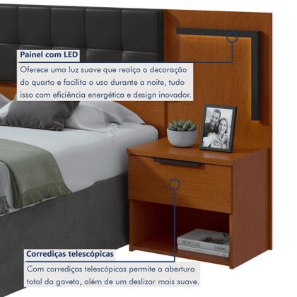 Imagem de Cabeceira Casal / Queen 160cm 2 Mesas de Cabeceiras com Led Calitan